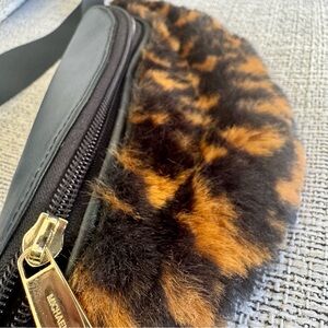 Michael Kors Black and Brown Fur Trim Bag